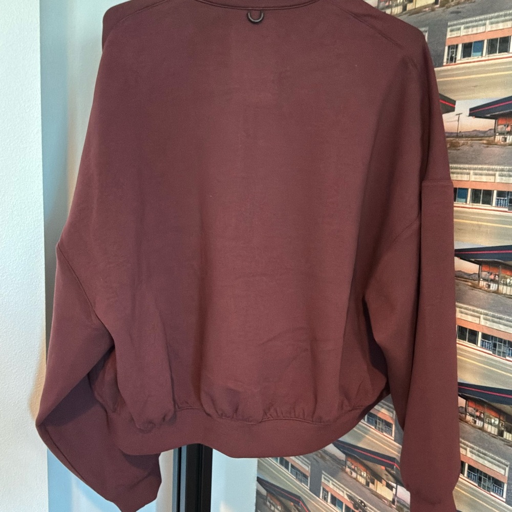 Nike 24.7 Dri-FIT Oversized Cropped 1/4 Zip Pullover Burgundy M - Picture 3 of 10